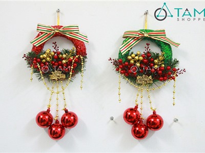 Vòng nguyệt quế Noel handmade kim sa số 11 ĐK 21cm